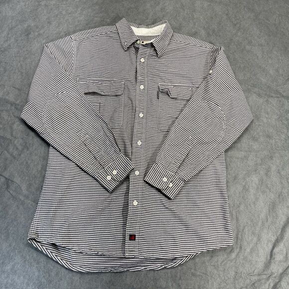 Woolrich Wool Blend Flannel Shirt Men LARGE Black Beige Plaid USA Pockets Button - Picture 3 of 10